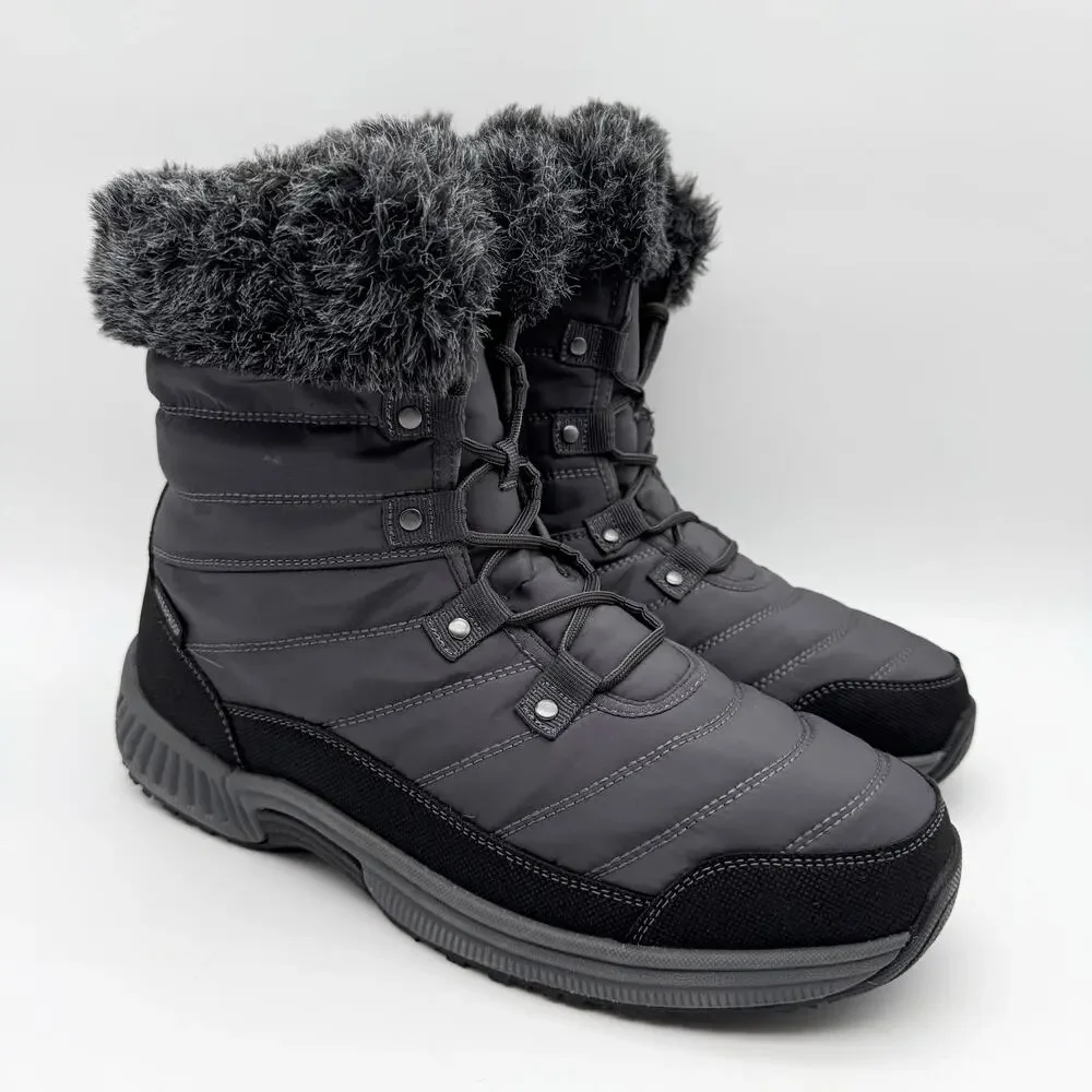 Orthofeet Womens Alps Snow Boots US 10 WIDE Grey Black Waterproof NWOB